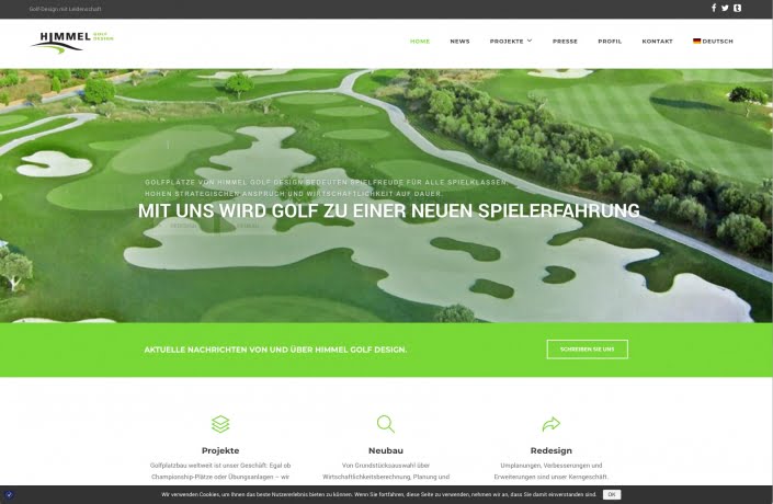 Bottega Design Referenz Illustration Webscreen von Golfhimmel
