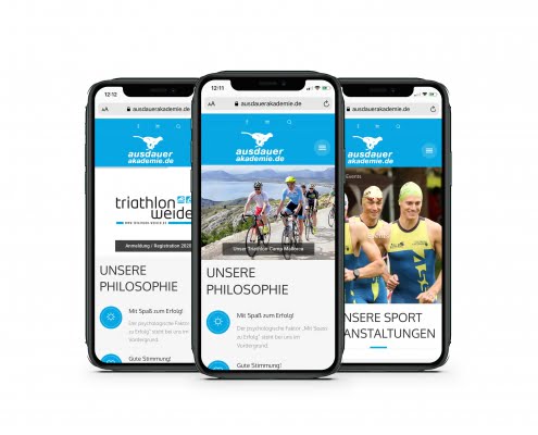 Bottega Design Referenz Illustration Webseite auf iPhone für Ausdauerakademie