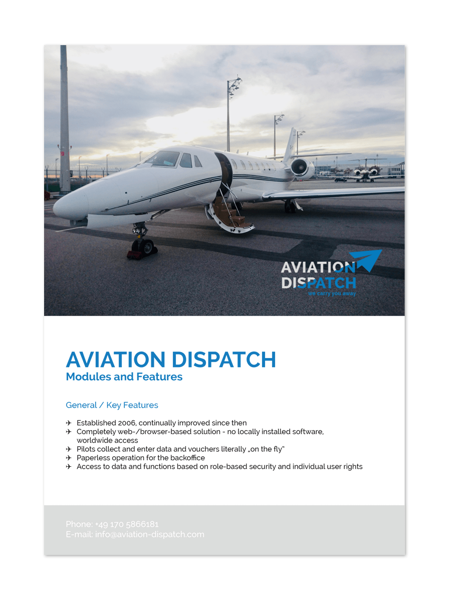 Bottega Design Referenz Illustration Product Sheet für Aviation Dispatch