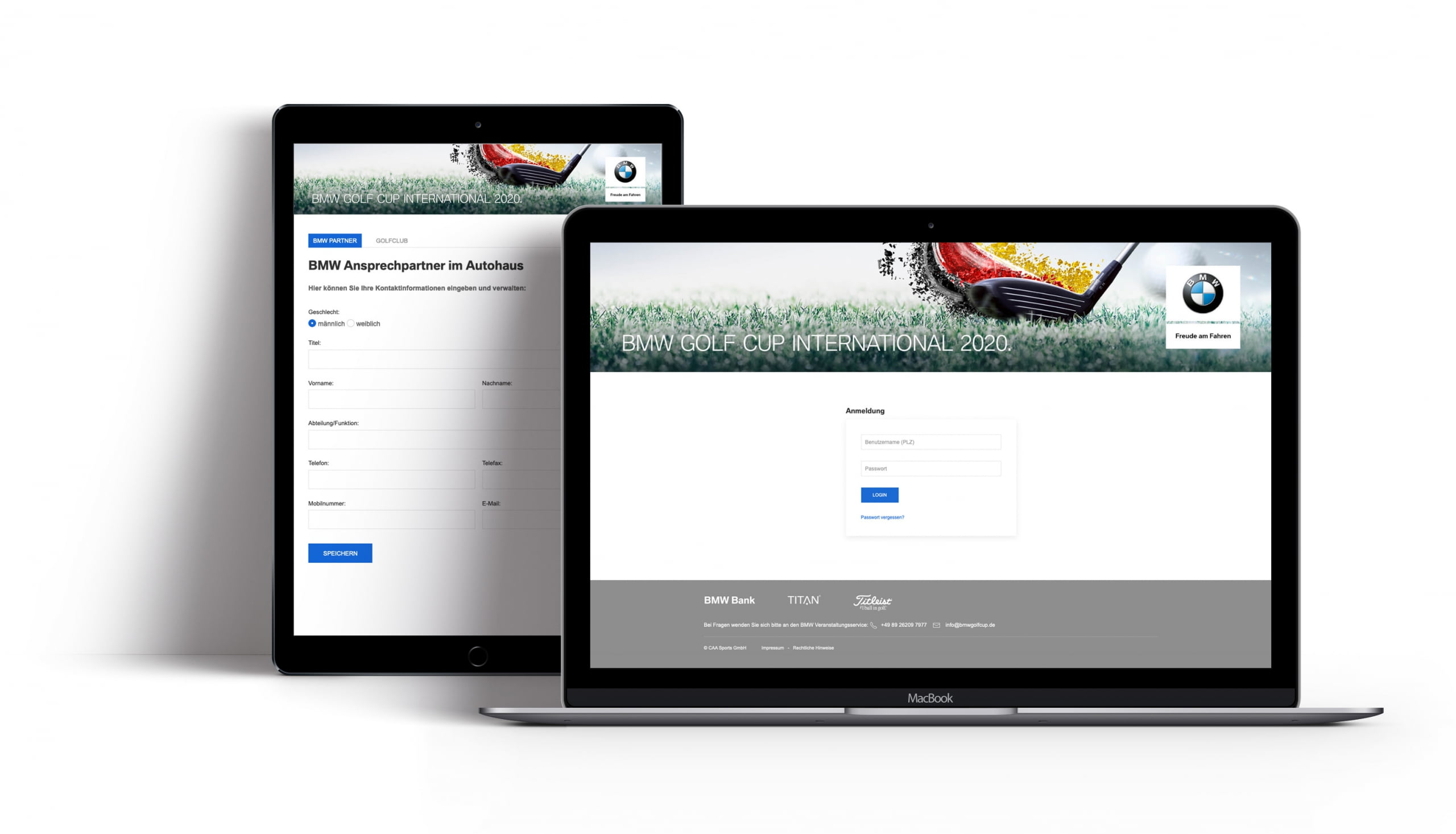 Bottega Design Referenz Illustration Webseite auf mobilen Endgeräten für BMW Golf Cup International Händlerportal