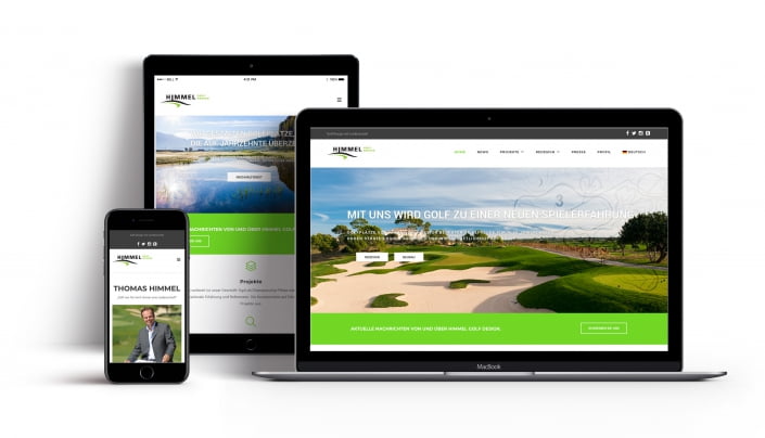 Bottega Design Referenz Illustration Webseite auf mobilen Endgeräten für Golfhimmel
