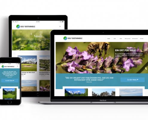 Bottega Design Referenz Illustration Webseite auf mobilen Endgeräten für Golfsustainable