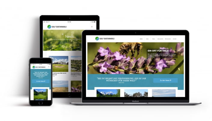 Bottega Design Referenz Illustration Webseite auf mobilen Endgeräten für Golfsustainable