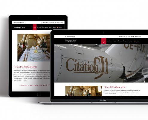 Bottega Design Referenz Illustration Webseite auf mobilen Endgeräten für Voyage Air