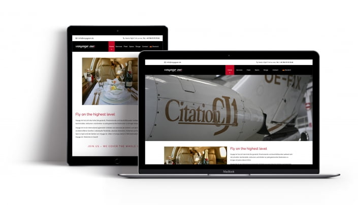 Bottega Design Referenz Illustration Webseite auf mobilen Endgeräten für Voyage Air