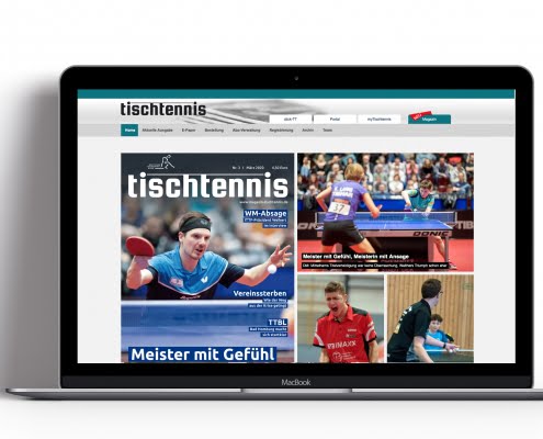 Bottega Design Referenz Illustration tischtennis Magazin online auf MacBook
