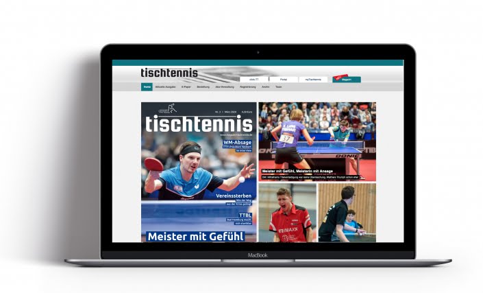 Bottega Design Referenz Illustration tischtennis Magazin online auf MacBook