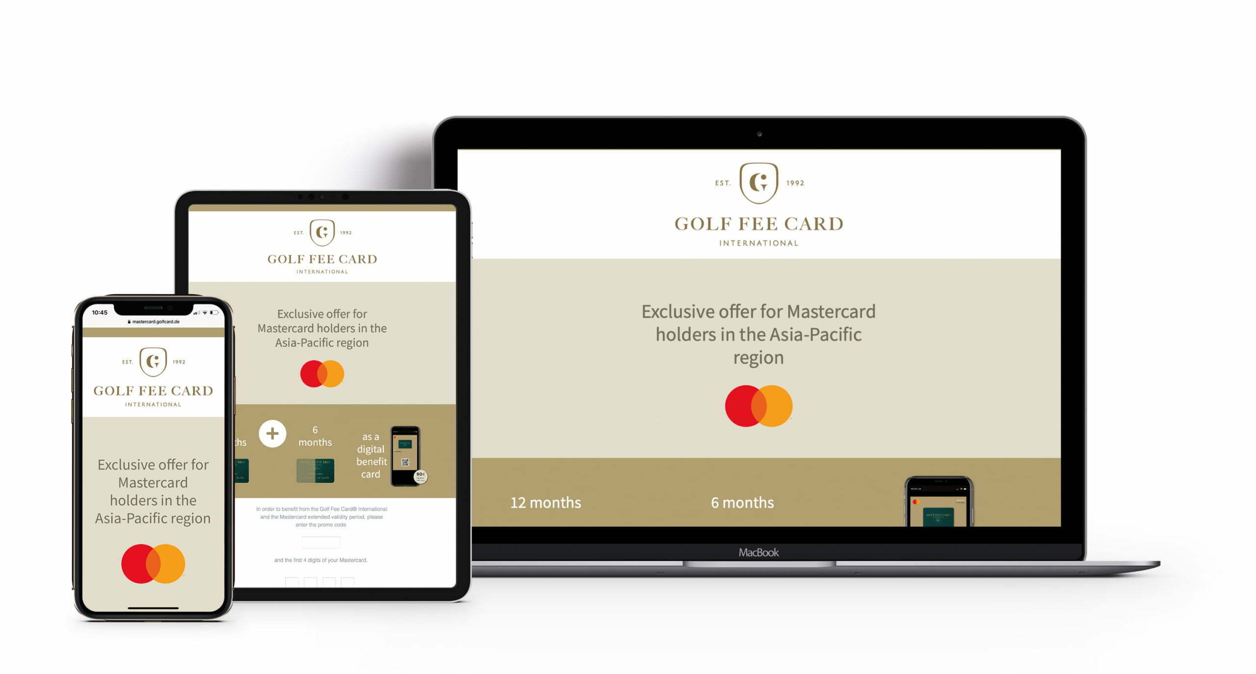 Bottega Design Referenz Illustration Webseite auf mobilen Endgeräten für Mastercard Golf Fee Card